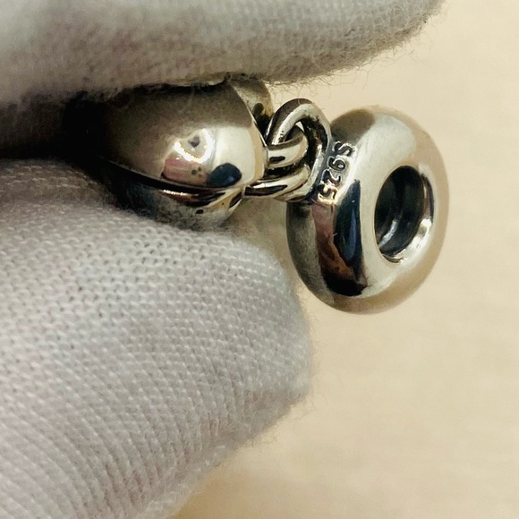 EUC Pandora 791244CZ Sterling Silver You & Me Heart Dangle Charm w/ Pink Enamel - Picture 7 of 9